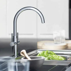 Grohe Ambi Cosmopolitan Twin Lever Mono Sink Mixer with Swivel Spout
