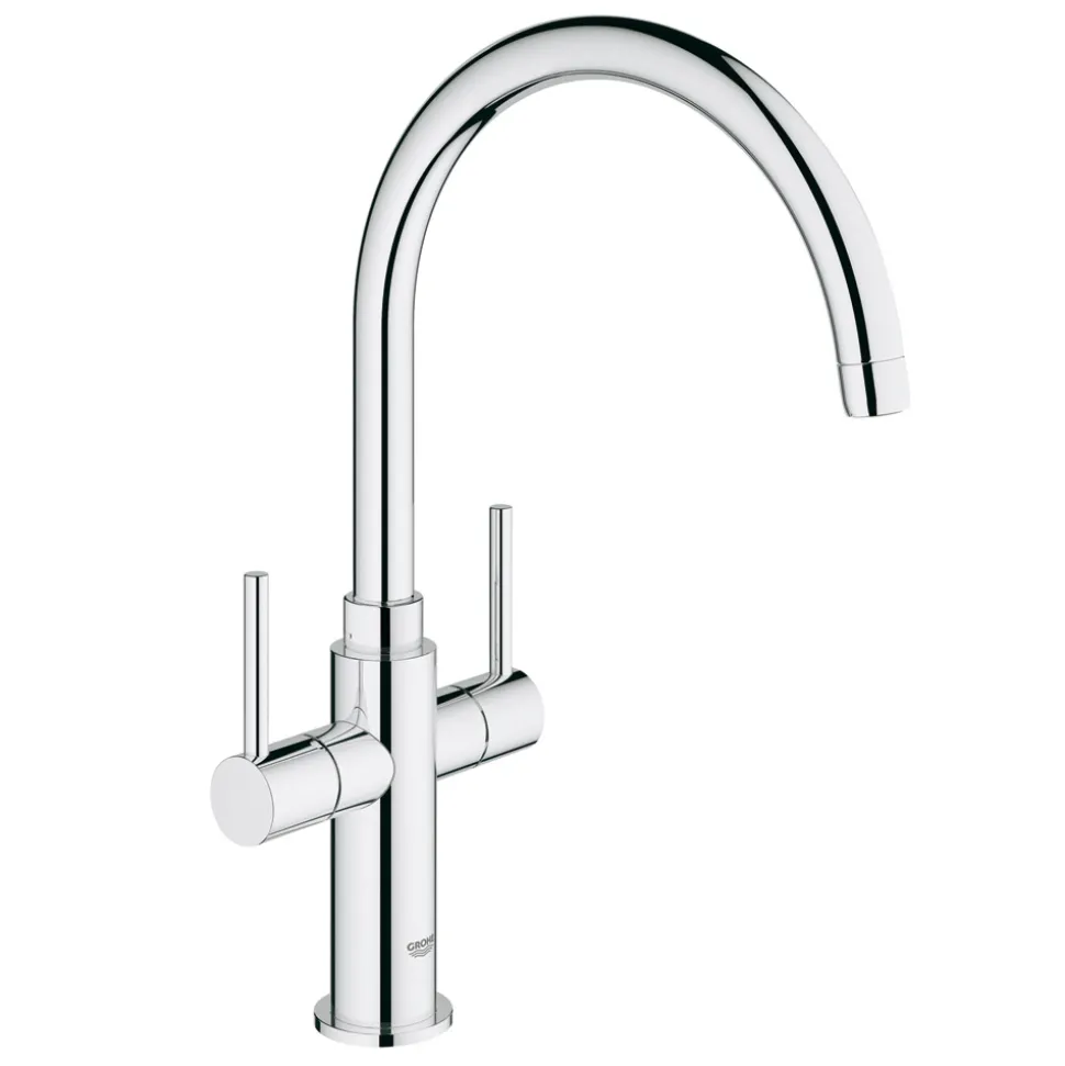 Grohe Ambi Cosmopolitan Twin Lever Mono Sink Mixer with Swivel Spout