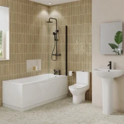Harbour Acclaim Complete Matt Black Bathroom Suite with Shower Bath & Rimless Toilet