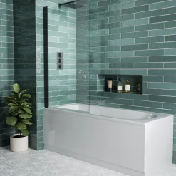 Harbour Acclaim Complete Matt Black Bathroom Suite with Shower Bath & Rimless Toilet