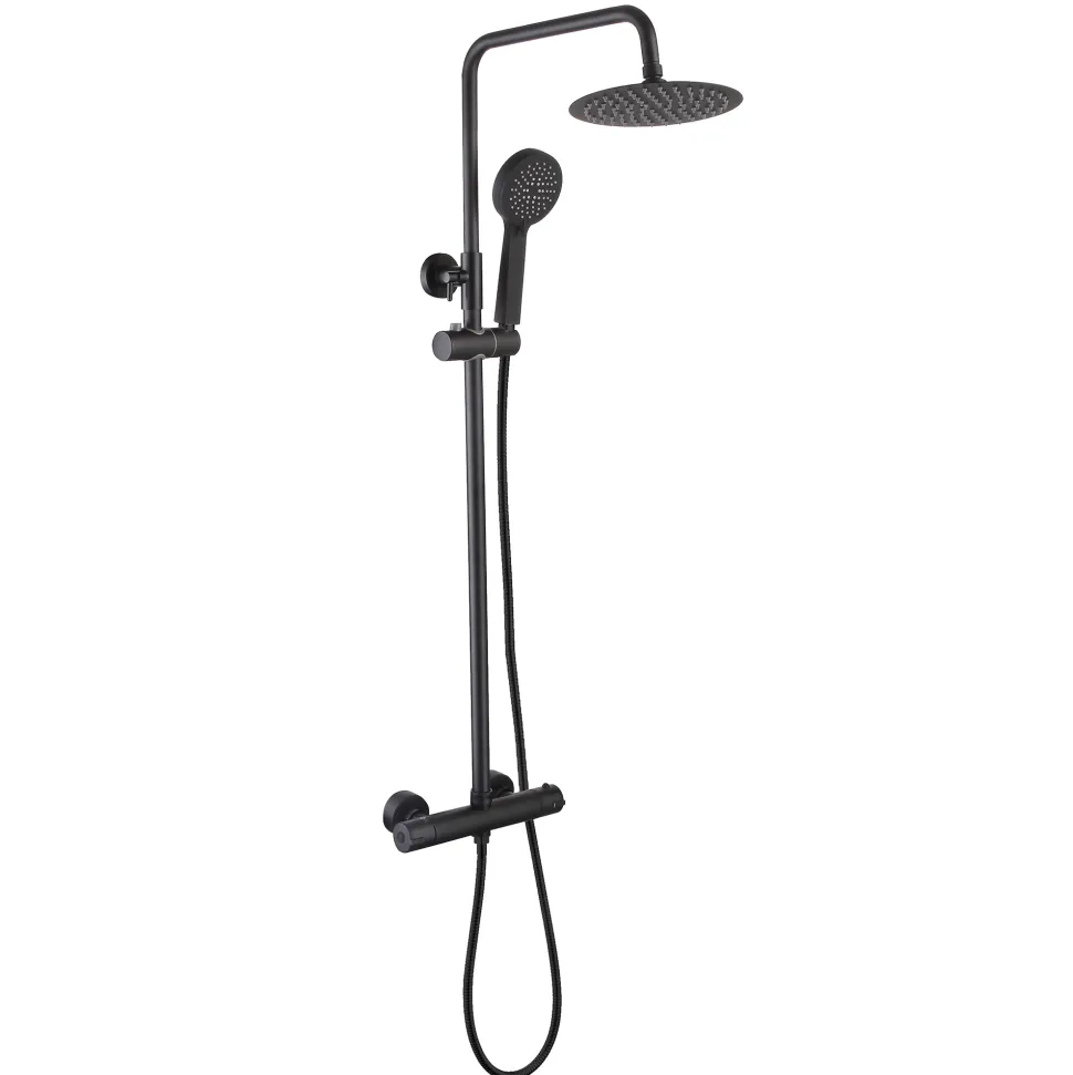 Harbour Acclaim Complete Matt Black Bathroom Suite with 1700mm P Shaped Shower Bath & Rimless Toilet