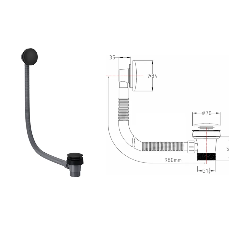 Harbour Acclaim Complete Matt Black Bathroom Suite with 1700mm P Shaped Shower Bath & Rimless Toilet