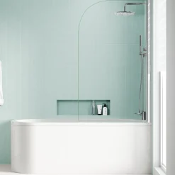 Harbour Acclaim 1700mm J Shaped Shower Bath Suite with Rimless Toilet