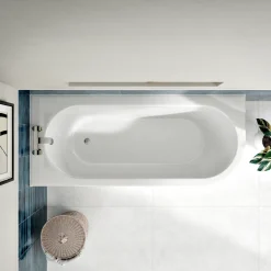 Harbour Acclaim 1700mm J Shaped Shower Bath Suite with Rimless Toilet