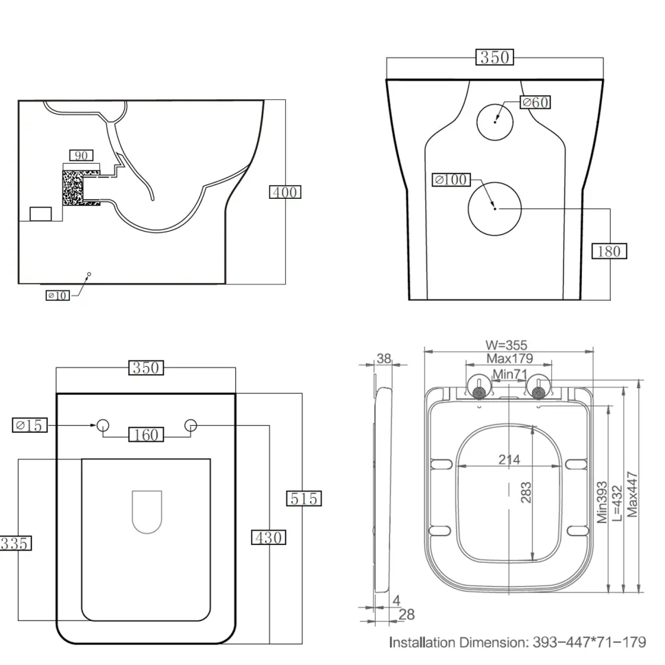 Harbour Alchemy Rimless Back to Wall Toilet & Soft Close Seat
