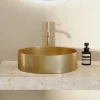 Harbour Brushed Brass Round PVD Countertop Basin with Waste - 377mm
