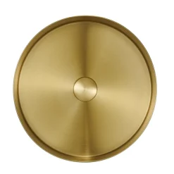 Harbour Brushed Brass Round PVD Countertop Basin with Waste - 377mm