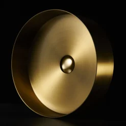 Harbour Brushed Brass Round PVD Countertop Basin with Waste - 377mm