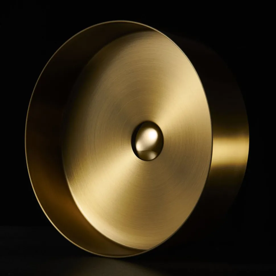 Harbour Brushed Brass Round PVD Countertop Basin with Waste - 377mm
