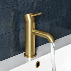 Harbour Clarity Brushed Brass Basin Mixer Tap & Waste