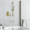 Harbour Clarity Brushed Brass Shower Package with 2 Outlet Valve, Slide Rail Kit and Overflow Bath Filler