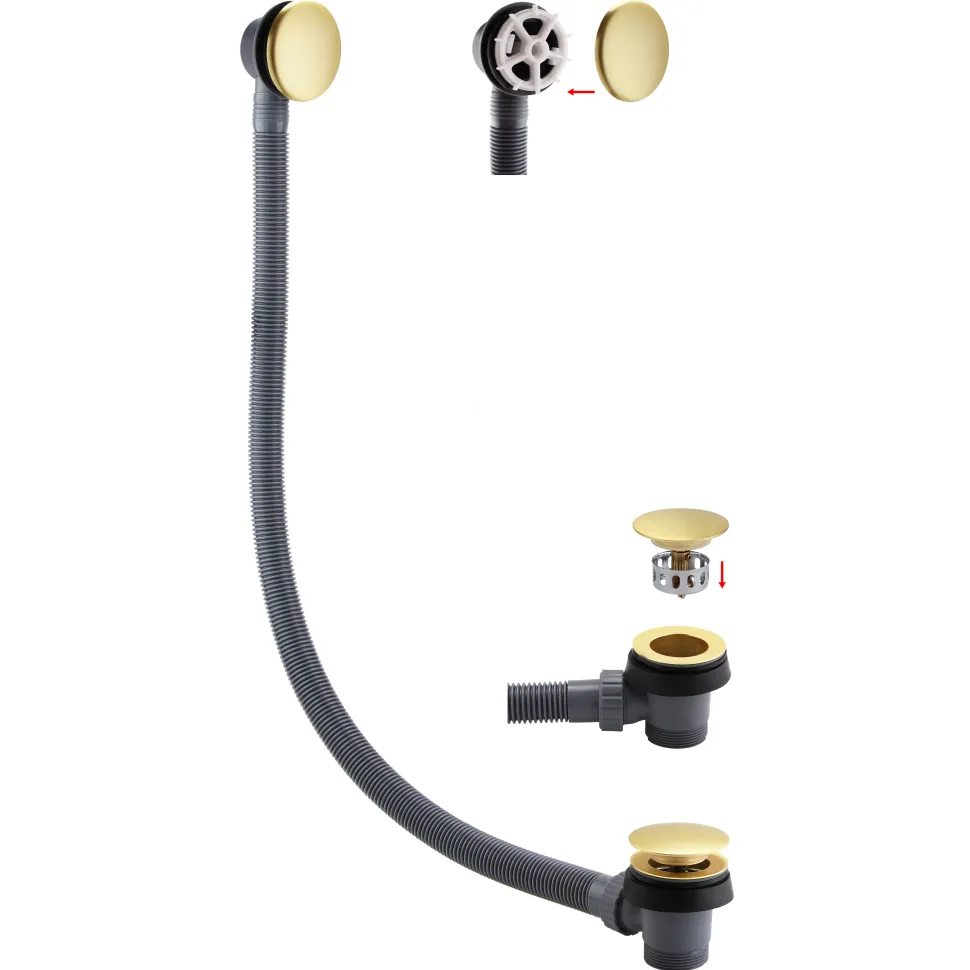 Harbour Clarity Brushed Brass Easy Clean Clicker Bath Waste