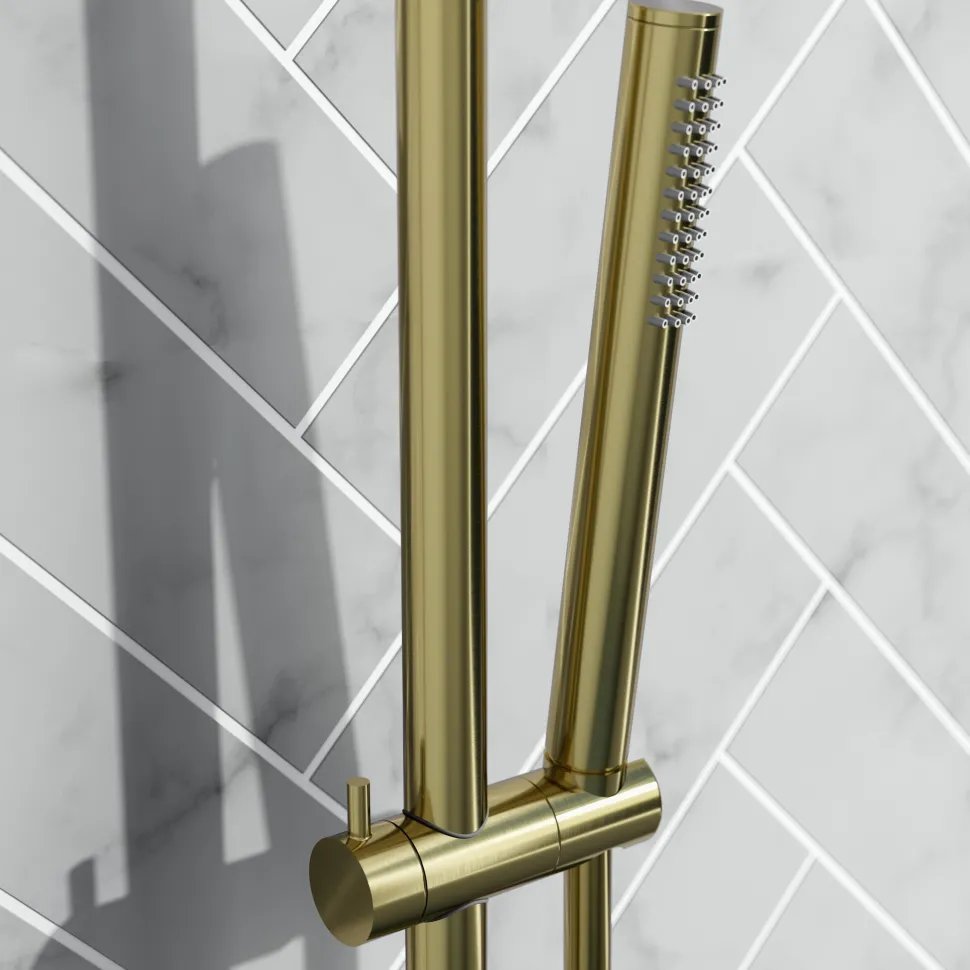 Harbour Clarity Brushed Brass Round Thermostatic Rigid Riser Shower Kit