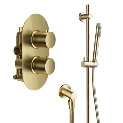 Harbour Clarity Brushed Brass Concealed Shower Valve & Slide Rail Shower Kit