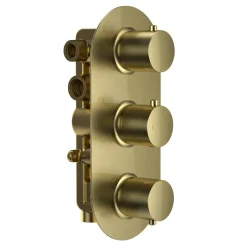 Harbour Clarity Brushed Brass 3 Outlet Thermostatic Concealed Shower Valve