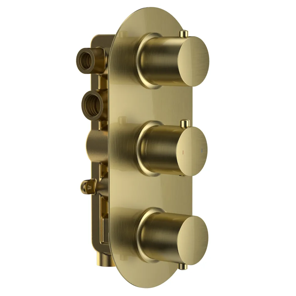 Harbour Clarity Brushed Brass 3 Outlet Thermostatic Concealed Shower Valve