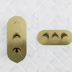 Harbour Clarity Brushed Brass 3 Outlet Thermostatic Concealed Shower Valve