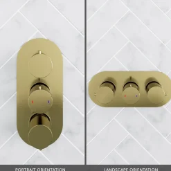Harbour Clarity Brushed Brass 3 Outlet Thermostatic Concealed Shower Valve