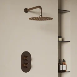 Harbour Clarity Brushed Bronze Concealed Shower Valve, Fixed Wall Mounted Shower Arm & Head