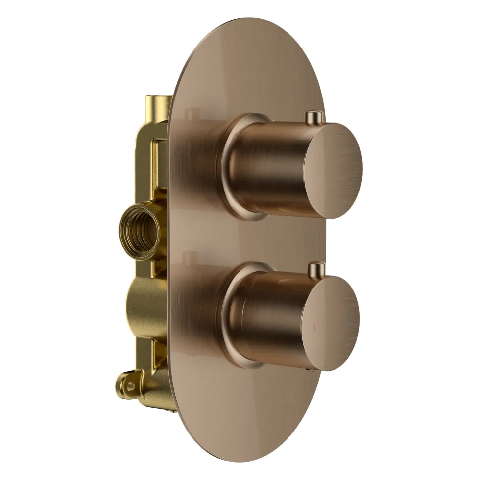 Harbour Clarity Brushed Bronze Concealed Shower Valve, Fixed Wall Mounted Shower Arm & Head