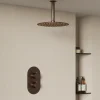 Harbour Clarity Brushed Bronze Concealed Shower Valve, Fixed Ceiling Mounted Shower Arm & Head