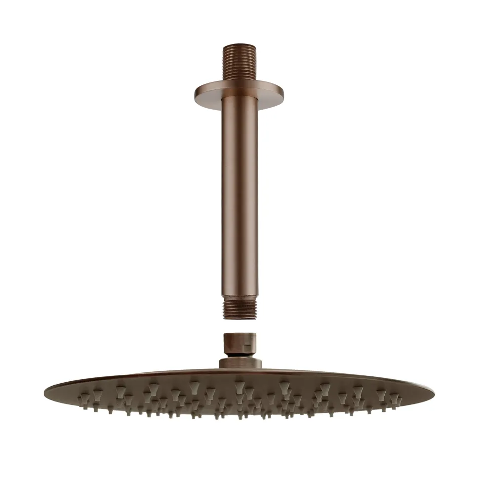 Harbour Clarity Brushed Bronze Concealed Shower Valve, Fixed Ceiling Mounted Shower Arm & Head