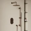 Harbour Clarity Brushed Bronze Shower Package with 2 Outlet Valve, Fixed Head & Wall Mounted Arm and Slide Rail Shower Kit