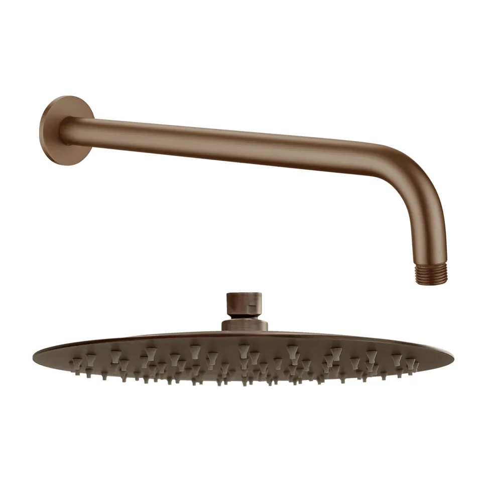 Harbour Clarity Brushed Bronze Shower Package with 2 Outlet Valve, Fixed Head & Wall Mounted Arm and Slide Rail Shower Kit
