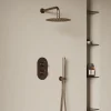 Harbour Clarity Brushed Bronze Shower Package with 2 Outlet Valve, Fixed Head & Wall Mounted Arm and Wall Shower Kit