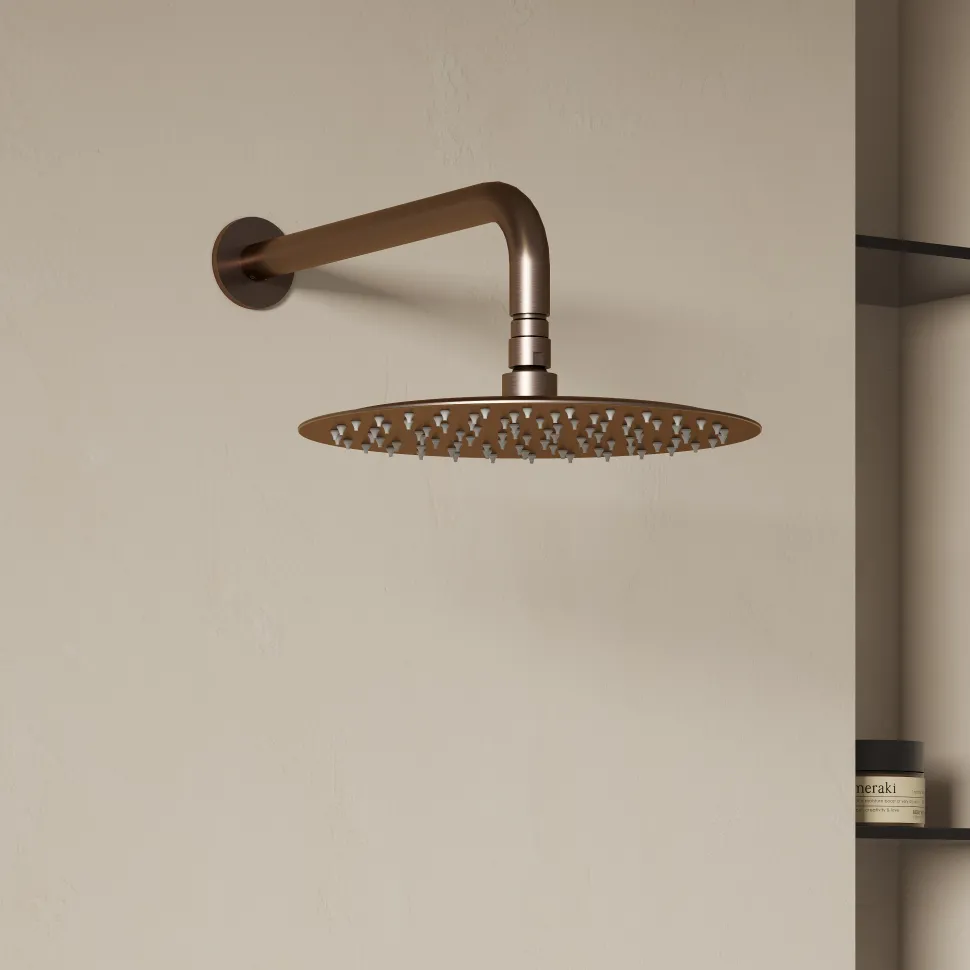 Harbour Clarity Brushed Bronze Shower Package with 2 Outlet Valve, Fixed Head & Wall Mounted Arm and Wall Shower Kit