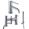 Harbour Clarity Chrome Basin Mixer Tap and Bath Shower Mixer Tap with Shower Kit