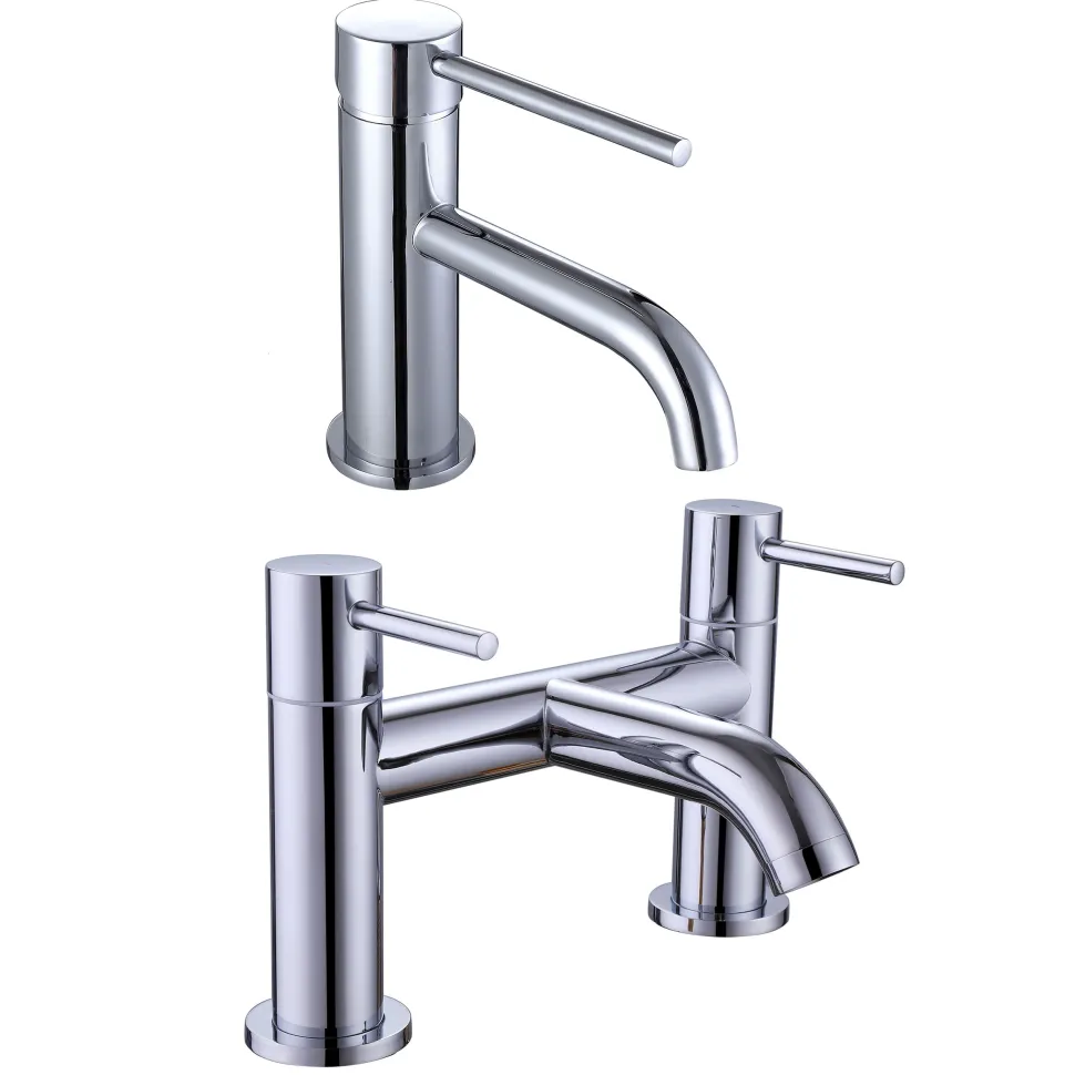 Harbour Clarity Chrome Basin Mixer Tap and Deck Mounted Bath Mixer Tap