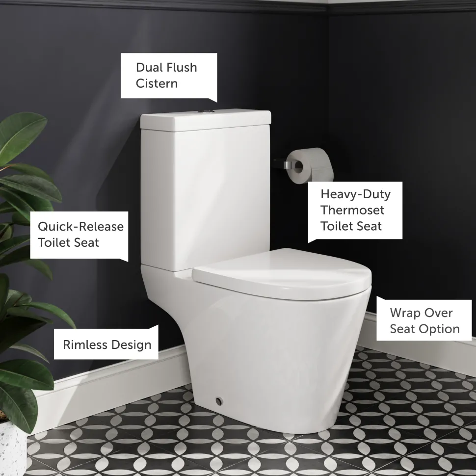Harbour Clarity Close Coupled Rimless Toilet & Soft Close Seat