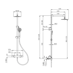 Harbour Clarity Cool Touch Exposed Thermostatic Rigid Riser Shower Kit with Round Handset