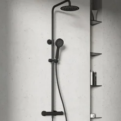 Harbour Clarity Cool Touch Exposed Thermostatic Rigid Riser Shower Kit with Round Handset