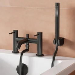 Harbour Clarity Deck Mounted Bath Shower Mixer Tap - Gunmetal