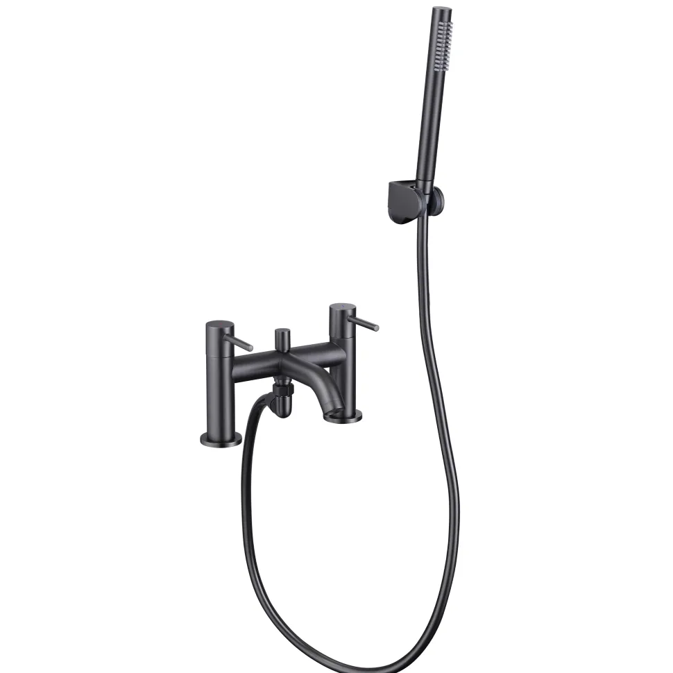 Harbour Clarity Deck Mounted Bath Shower Mixer Tap - Gunmetal