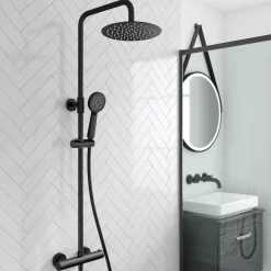Harbour Clarity Exposed Thermostatic Rigid Riser Shower Kit - Matt Black
