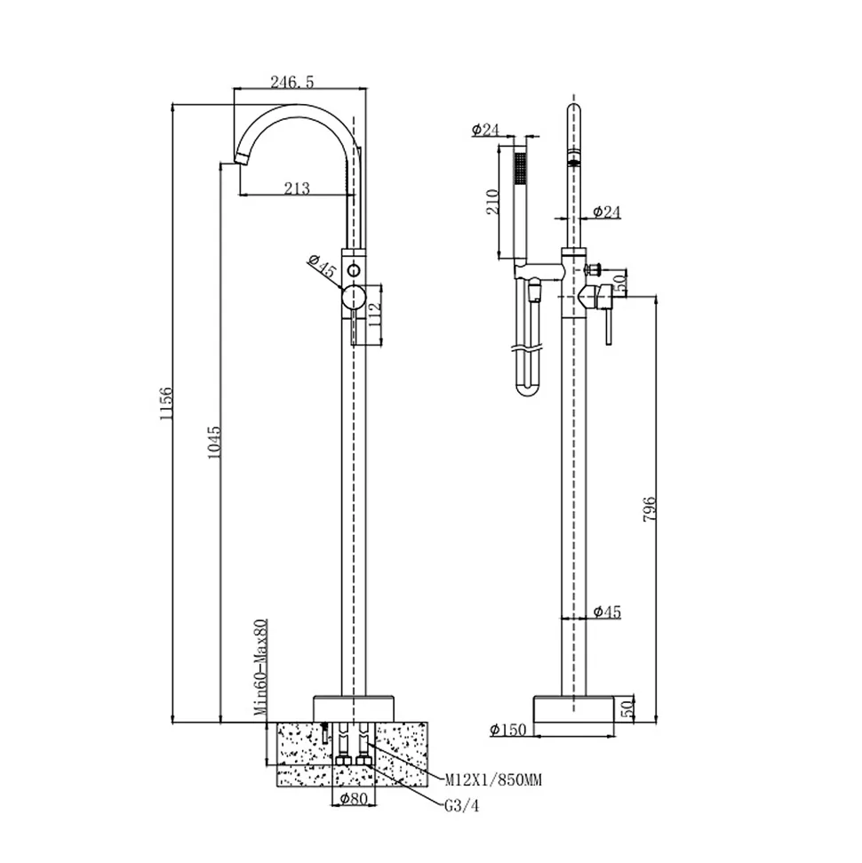Harbour Clarity Freestanding Bath Shower Mixer Tap