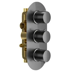 Harbour Clarity Gunmetal 2 Outlet Thermostatic Concealed Shower Valve - (Three Handle) Gunmetal