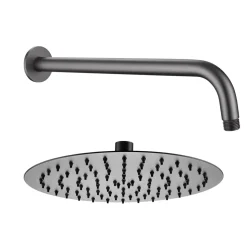 Harbour Clarity Gunmetal Shower Package with 2 Outlet Valve, Fixed Head & Wall Arm and Overflow Bath Filler
