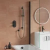 Harbour Clarity Gunmetal Shower Package with 2 Outlet Valve, Slide Rail Kit and Overflow Bath Filler