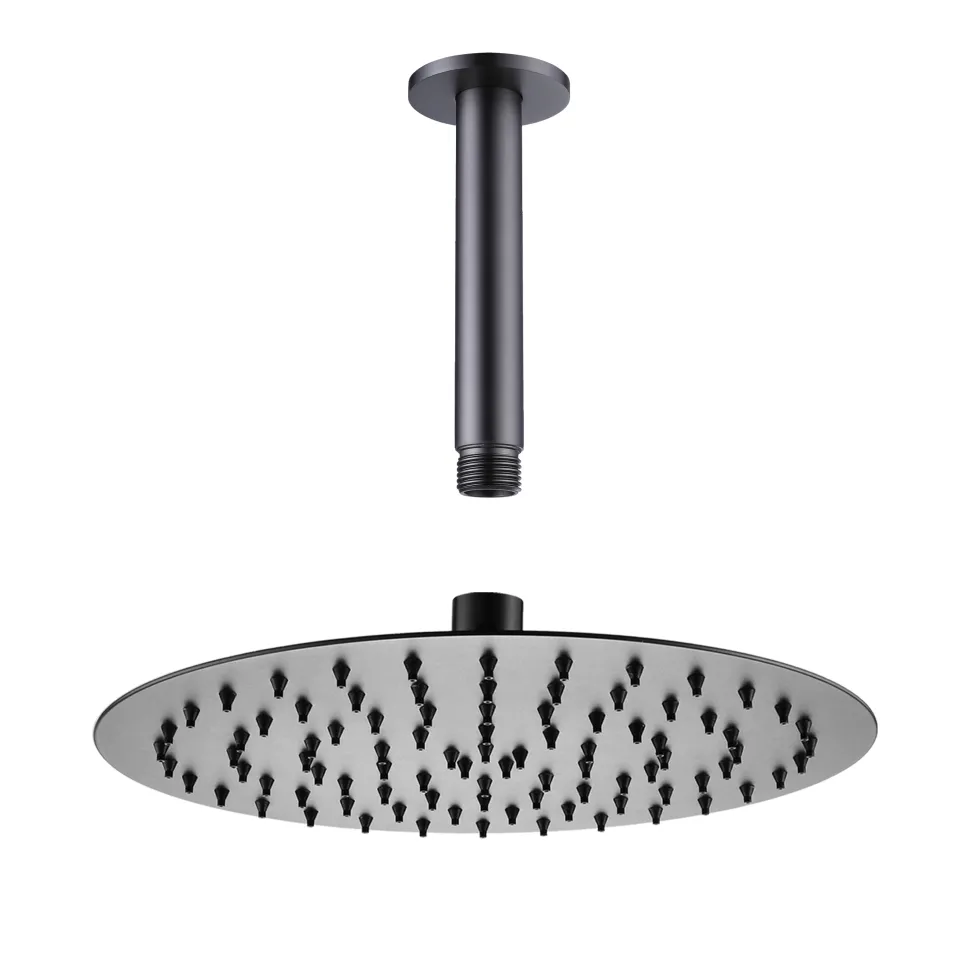 Harbour Clarity Gunmetal Shower Package with 2 Outlet Valve, Fixed Head & Ceiling Arm and Slide Rail Shower Kit