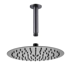 Harbour Clarity Gunmetal Shower Package with 2 Outlet Valve, Fixed Head & Ceiling Arm and Wall Shower Kit