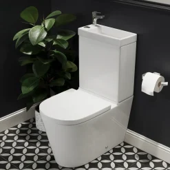 Harbour Clarity 2 in 1 Wash Basin & Close Coupled Closed Back Toilet with Soft Close Seat