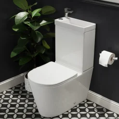Harbour Clarity 2 in 1 Wash Basin & Close Coupled Closed Back Toilet with Soft Close Seat