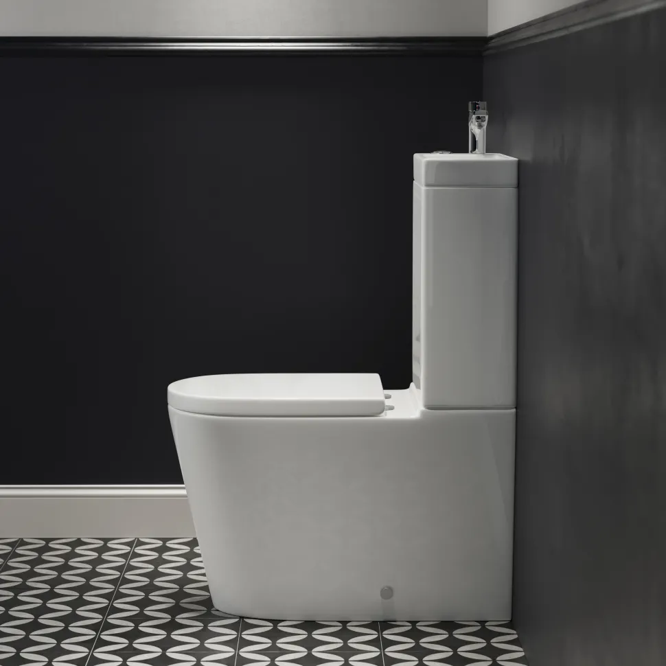 Harbour Clarity 2 in 1 Wash Basin & Close Coupled Closed Back Toilet with Soft Close Seat