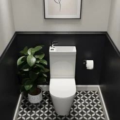 Harbour Clarity 2 in 1 Wash Basin & Close Coupled Closed Back Toilet with Soft Close Seat