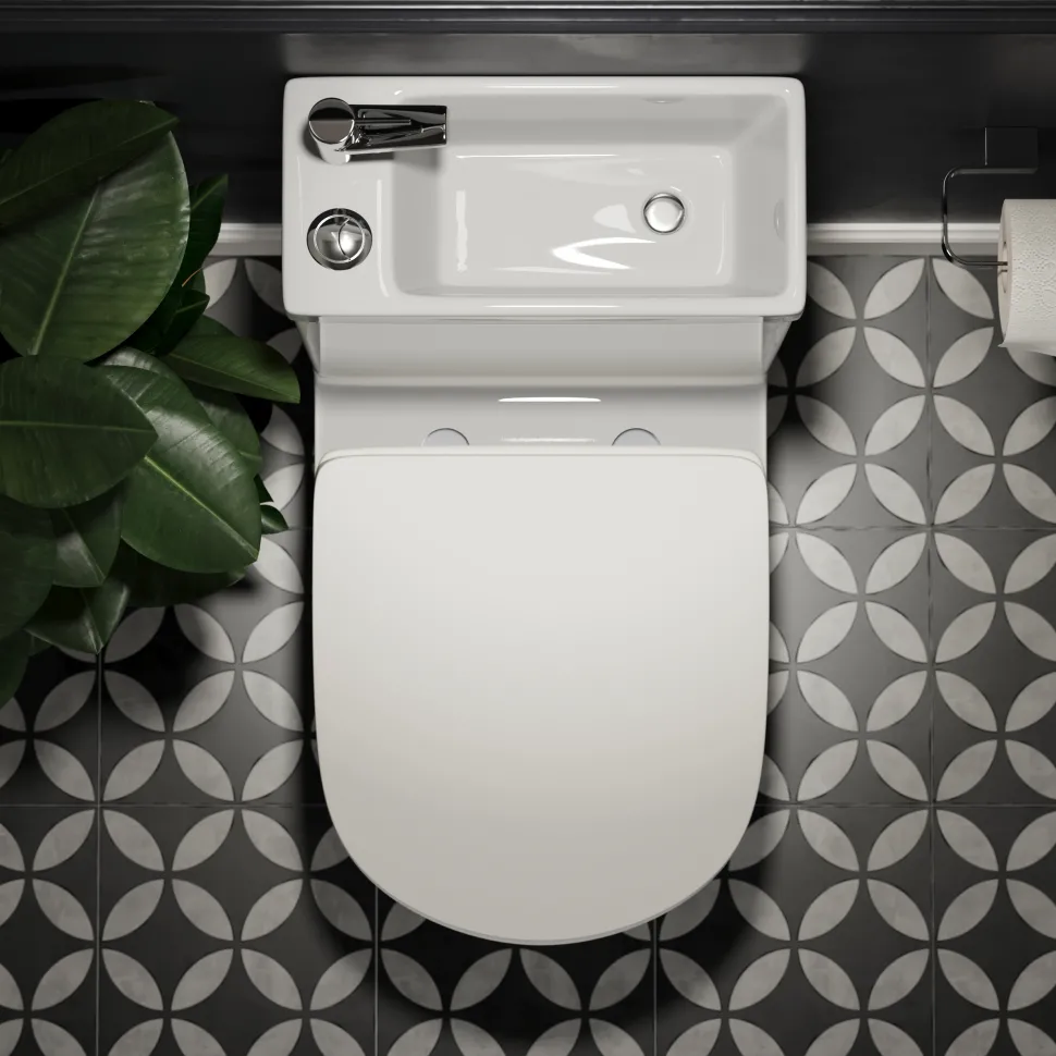 Harbour Clarity 2 in 1 Wash Basin & Close Coupled Closed Back Toilet with Soft Close Seat