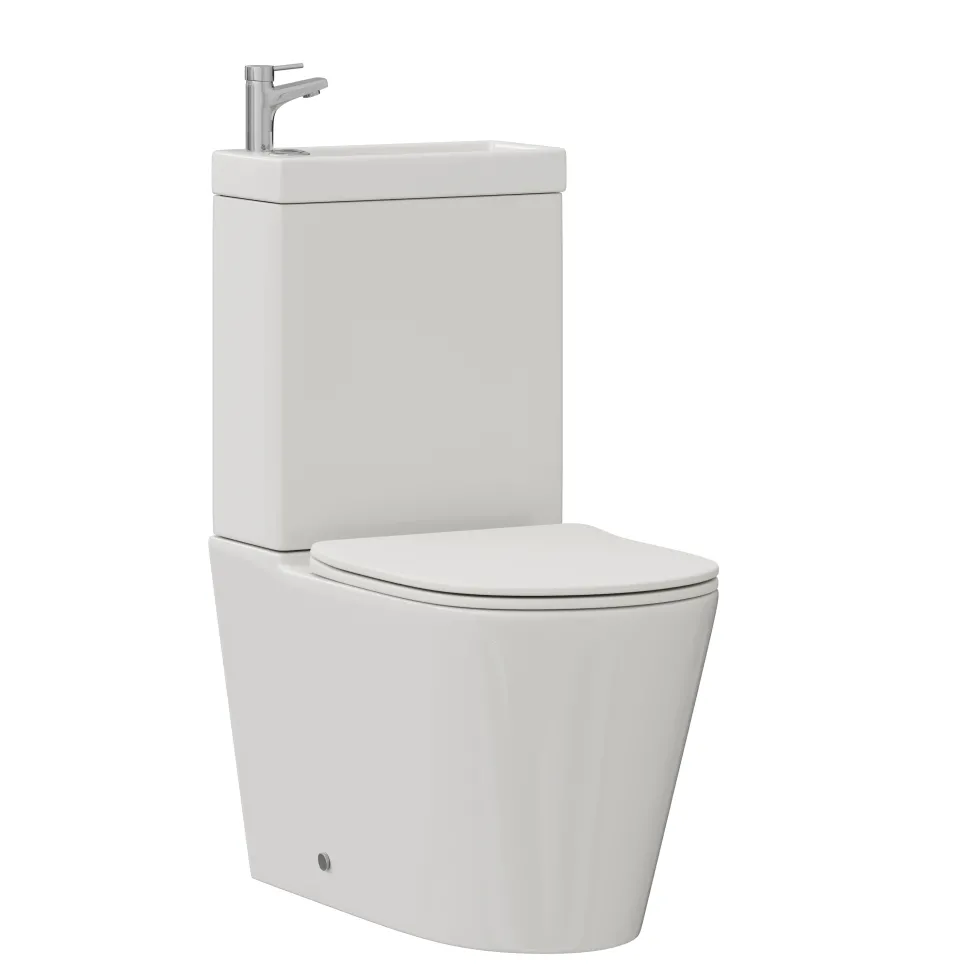 Harbour Clarity 2 in 1 Wash Basin & Close Coupled Closed Back Toilet with Soft Close Seat